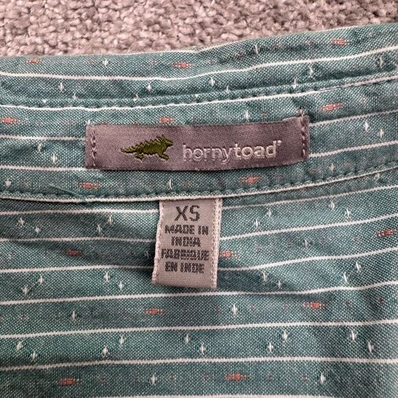 Horny Toad Fanfair Shirt Womens XS Green Striped Long Sleeve Organic Cotton Top - Picture 3 of 14